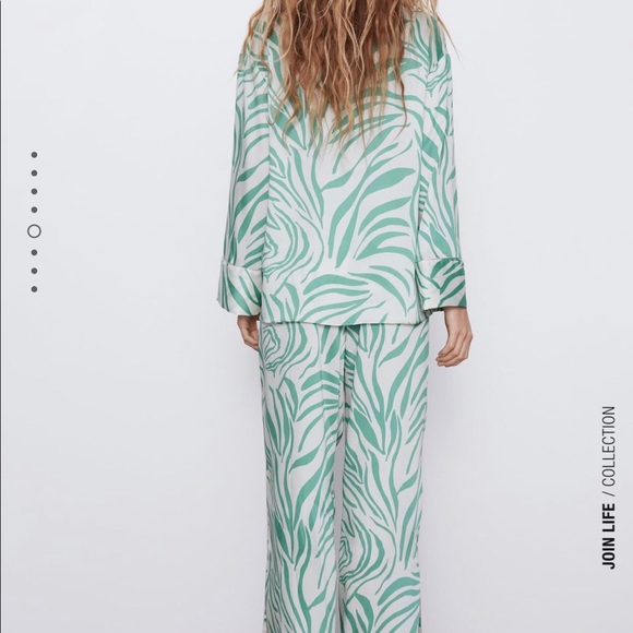 NEW!!! Zara Green&Cream Zebra Print Pajama Top - Picture 3 of 8